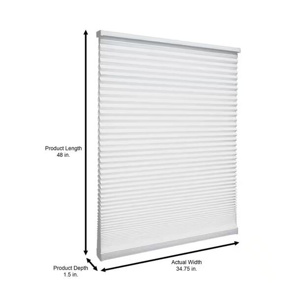 Home Decorators WHITE Cordless Light-Filtering Cellular Window Shades 23" x 72" - Picture 3 of 6